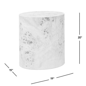 Nebula 20' Accent Oval Pillar Side Table, Medium Brown Walnut Burl Wood