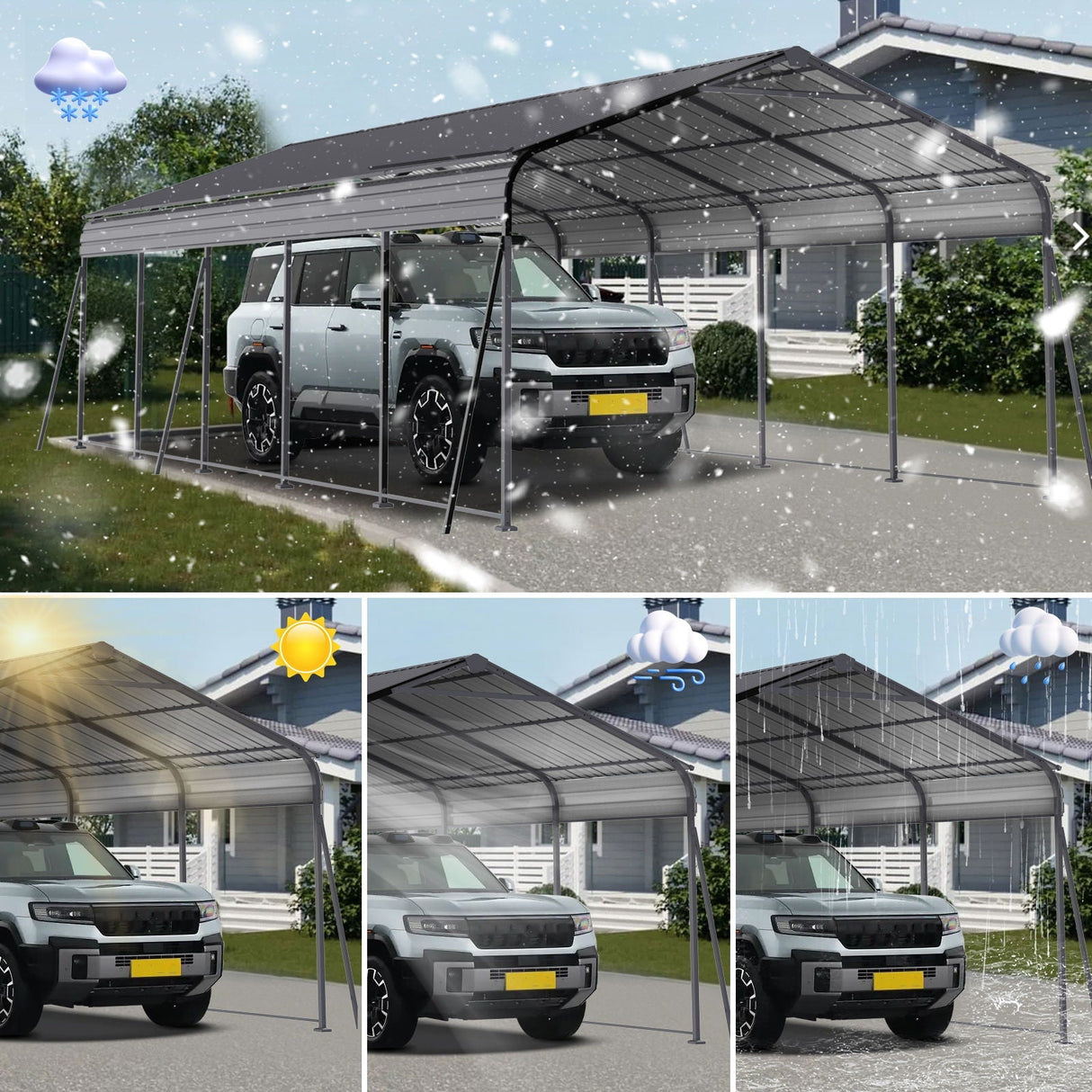 Metal Carport 13 x 26.5 Ft Heavy Duty with Galvanized Steel Roof