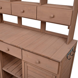 Topmax 65.7'' H Tall Garden Potting Bench Table with Hutch