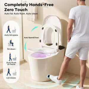 Fully intelligent toilet household fully automatic flip cover built-in foam shield zero water pressure flushing super swirl syphon toilet IPX4 waterproof