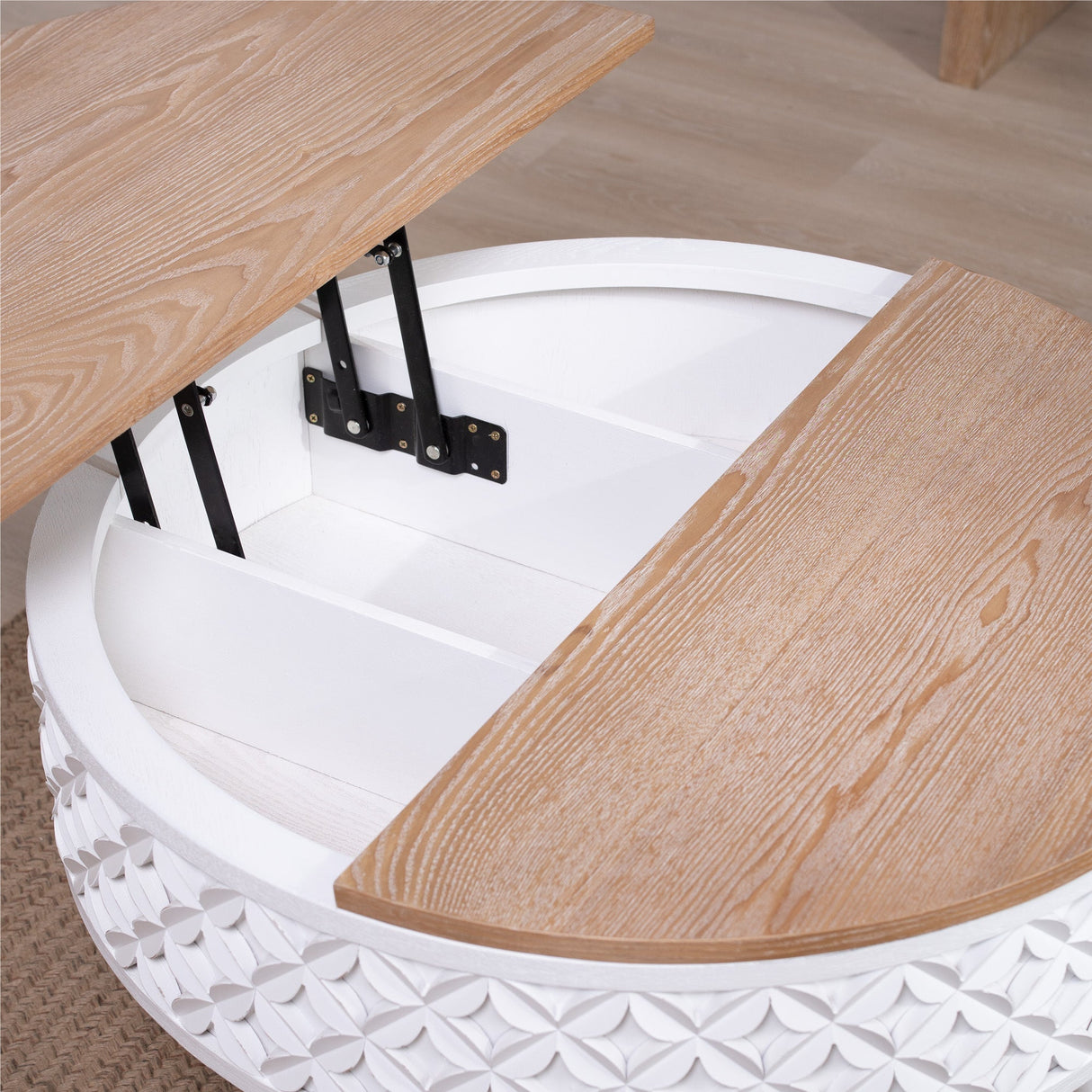 Round Coffee Table with Lift-Top Storage