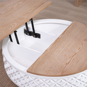 Round Coffee Table with Lift-Top Storage
