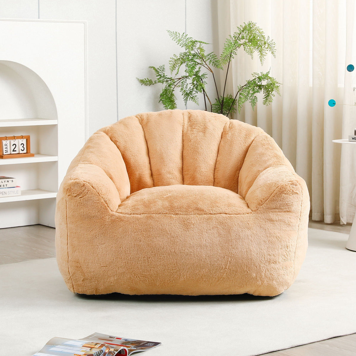 Beanbag Chair, Beanbag Sofa Chair With Armrests Stuffed High Density Foam