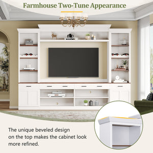Farmhouse 4-Piece Entertainment Center with Bookshelf for TVs Up to 70"