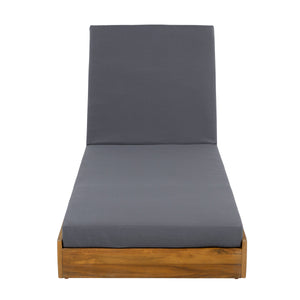 Lounge Chaise Set - Acacia Wood with Water-Resistant Cushions
