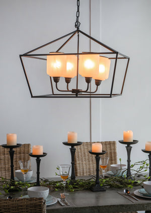 26" Iron Chandelier - Sleek Industrial Style