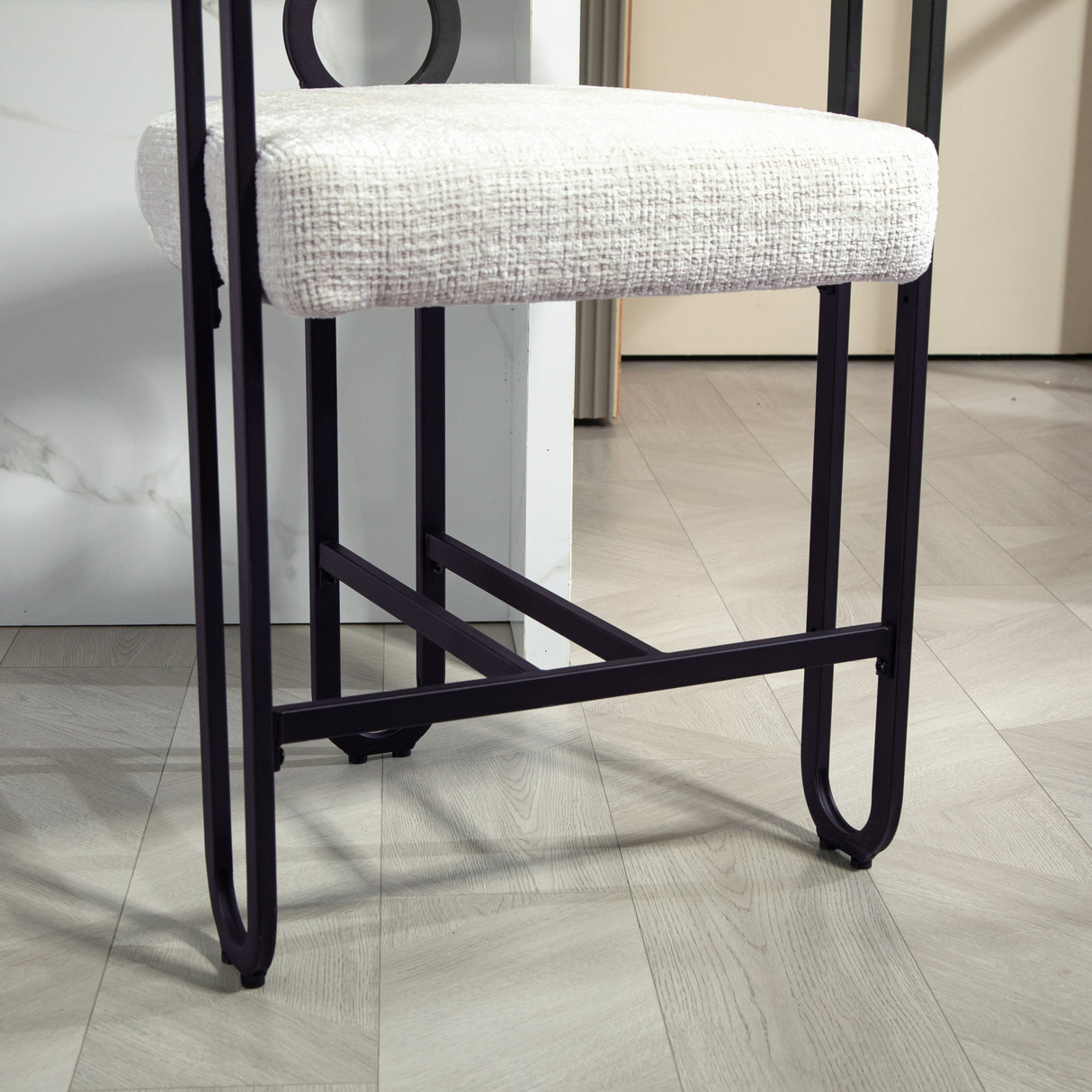 Household bar stools set of 2, modern upholstered with back