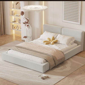 Upholstered Platform Bed, Grounded Bed With Solid Frame
