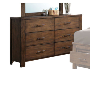 Merrilee Oak Dresser with Six Spacious Drawers - Dark Brown