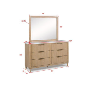 6 Drawers Dresser With Accented Hardware - Natural Wood