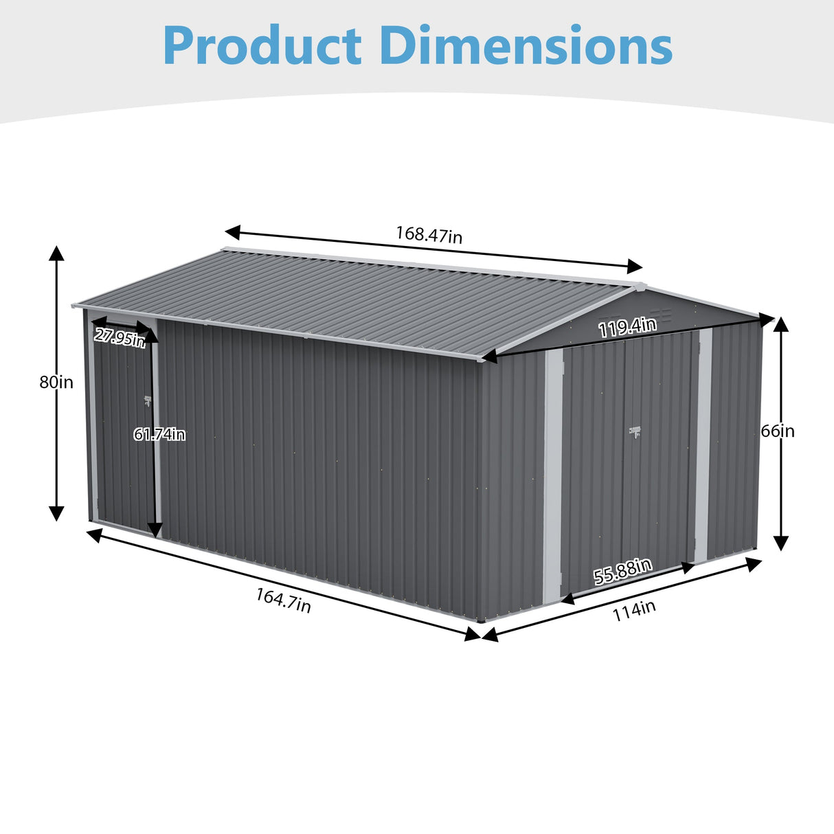 10x14 Ft Outdoor Metal Storage Shed