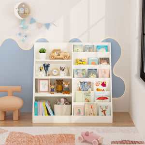 Bookshelf and Toy Storage Organizer, 4 Tier Bookcase with Display Stand for Playroom