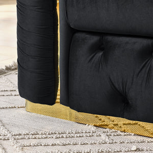 Button Tufted Couch With 2 Pillows, 3 Seater Luxury Chesterfield Sofa