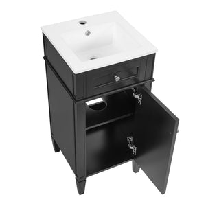French Style Bathroom Vanity with Ceramic Sink and Soft-Close Doors - Black or White