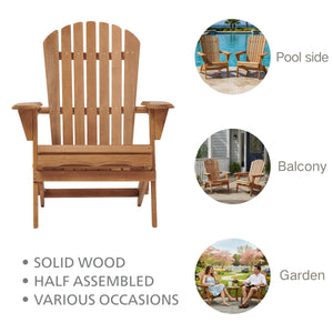 Outdoor Wooden Folding Adirondack Chair Set of 2