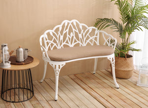 Tulip Patio Garden Bench Metal Park Bench Cast Aluminum Outdoor Furniture