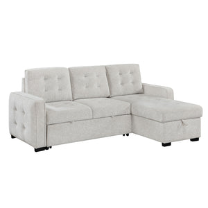 Gustavo - Sofa, Pull Out Bed, Storage Chaise, USB And Cup Holders - Beige