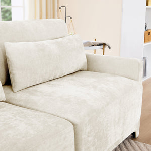 Elegant Four-Seater Sofa with Movable Ottoman and Lumbar Pillow