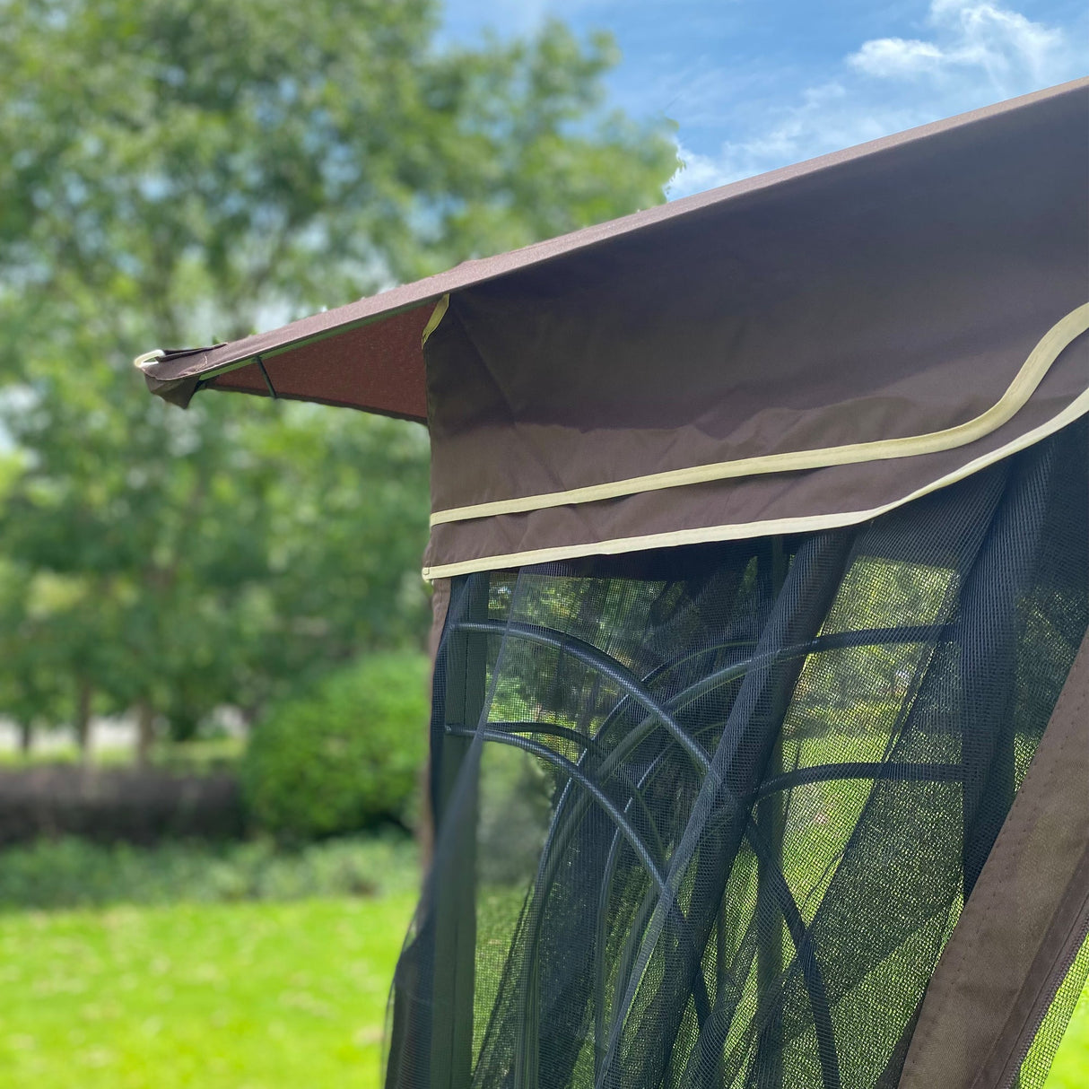 Gazebo tent with double roof & mosquito net