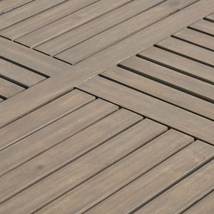 Transitional Acacia Wood Dining Table With Slat Panel Top - Gray