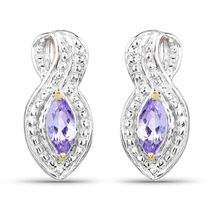 14K Yellow Gold Plated 0.28 Carat Genuine Tanzanite .925 Sterling Silver Earrings