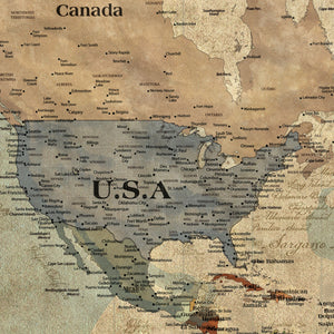 Customize Push Pin World Map Wall Canvas Print –