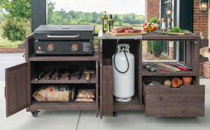 K&K 80.5' Outdoor Kitchen Island for Big Green Egg & Blackstone Griddle
