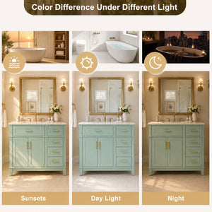 36" Light Green Bathroom Vanity