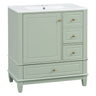 Freestanding Bathroom Vanity With Sink, Soft Close Door, 3 Drawers