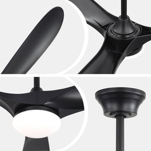 Smart Ceiling Fan With Lights, 3 Blades, Reversible Quiet DC Motor For Indoor