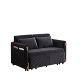 Conway Convertible Velvet Loveseat Sleeper with Arm Storage and Adjustable Back