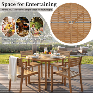 U_STYLE 5-Piece Outdoor Dining Set with Acacia Wood Chairs