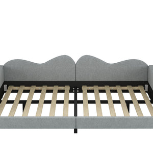 Upholstered Daybed, Sherpa Fabric Sofabed With Cloud-Shaped Backrest