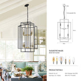 18' Modern 8-Light Black Gold Geometric Pendant Chandelier