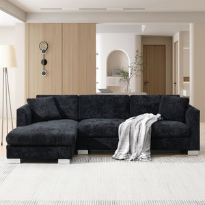 Modern Cloud Sectional Sofa L Shaped Luxury Couch Set With 2 Free Pillows 4 Seat With Oversized Chaise