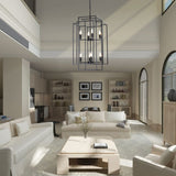 18' Modern 8-Light Black Geometric Pendant Chandelier