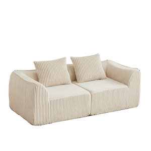 Minimalist Corduroy Sofa Featuring Curved Lines