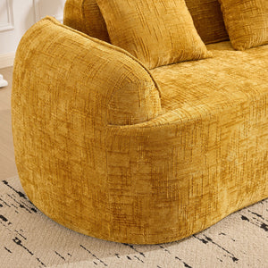Curved 2 Person Compress Sofa With Armrests, Includes Pillows