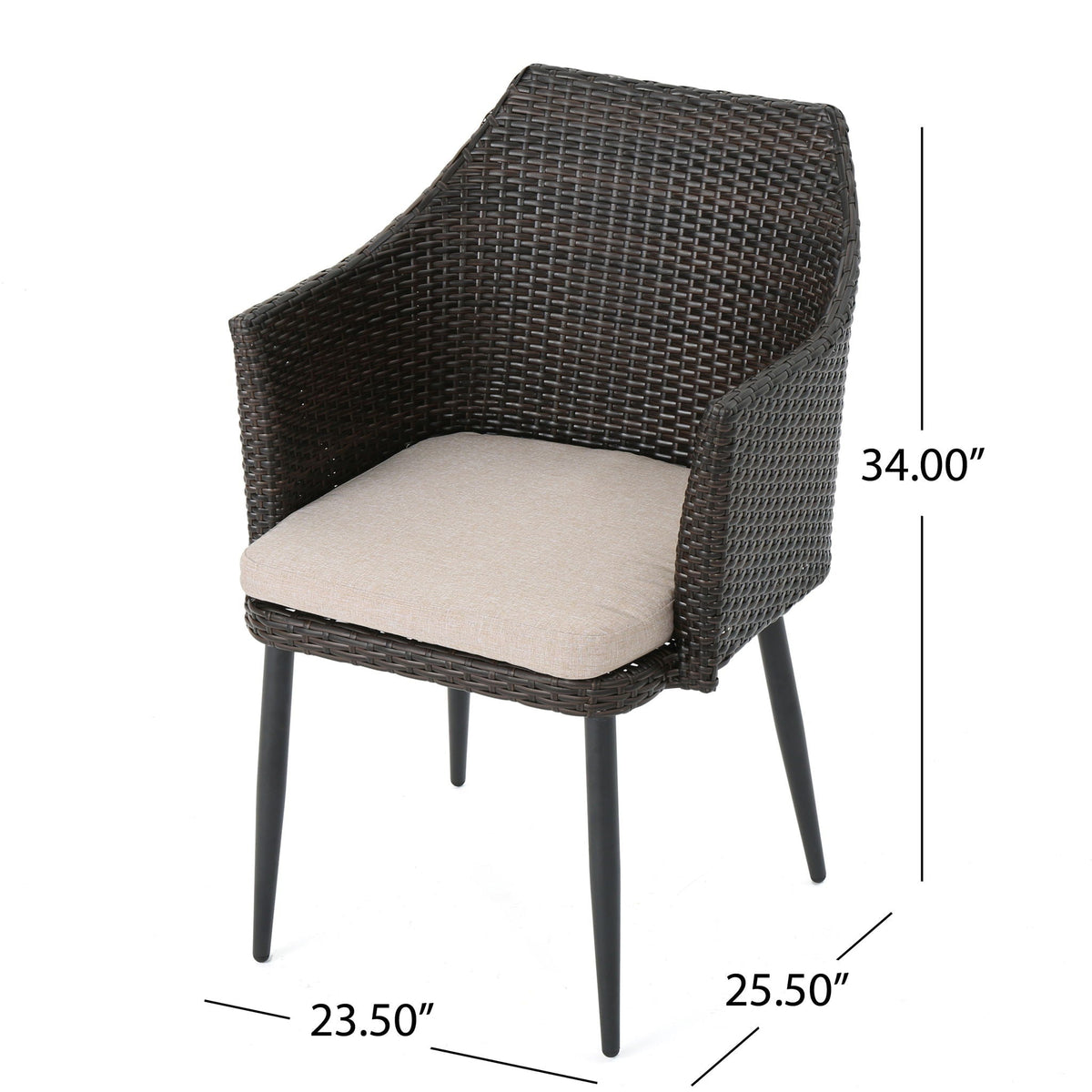 Kenneth - 3 Pieces Chat Set Outdoor Furniture - Brown Multi