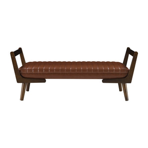 Mid-Century Bench With Wood Legs