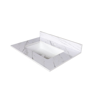 Bianco Carrara Venato Marble Vanity Top With Pre Drilled Faucet Hole And Undermount Sink