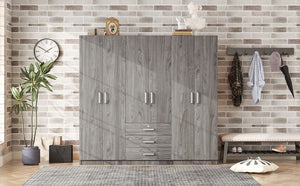 6 Doors Wardrobe Storage For Bedroom, With Big Drawers