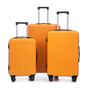 3-Piece ABS Spinner Wheel Luggage Set in Black and Orange