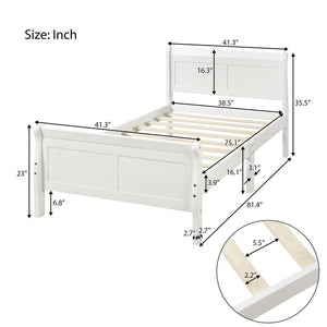 Platform Bed Frame Mattress Foundation Sleigh Bed With Headboard / Footboard / Wood Slat Suppor