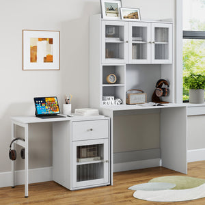 Computer Desk with Glass Door for Home Office or Study