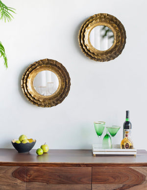 Round Wall Mirror With Metal Frame, Accent Mirror For Living Room - Gold