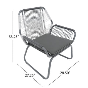 Set of 2 Woven Rattan Outdoor Club Chairs with Cushions
