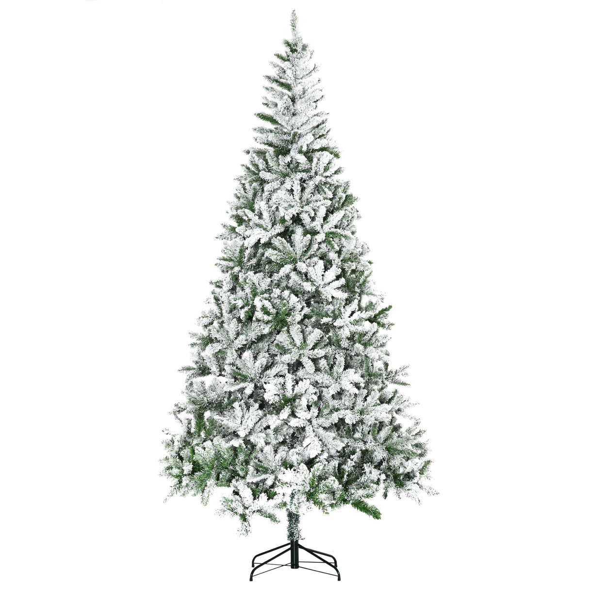 HOMCOM 9' Tall Unlit Snow Flocked Pine Artificial Christmas Tree