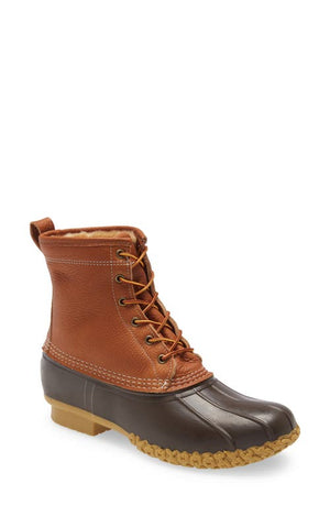 LLBean Genuine Shearling Leather Bean Boot - Tan/Brown