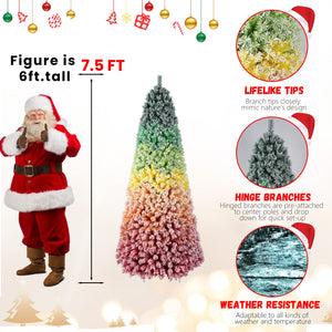 6ft Rainbow Gradient Flocked PVC Christmas Tree